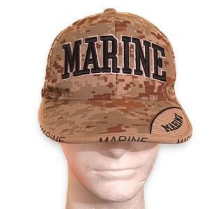 Brown Camouflage Marine Hat with Embroidery